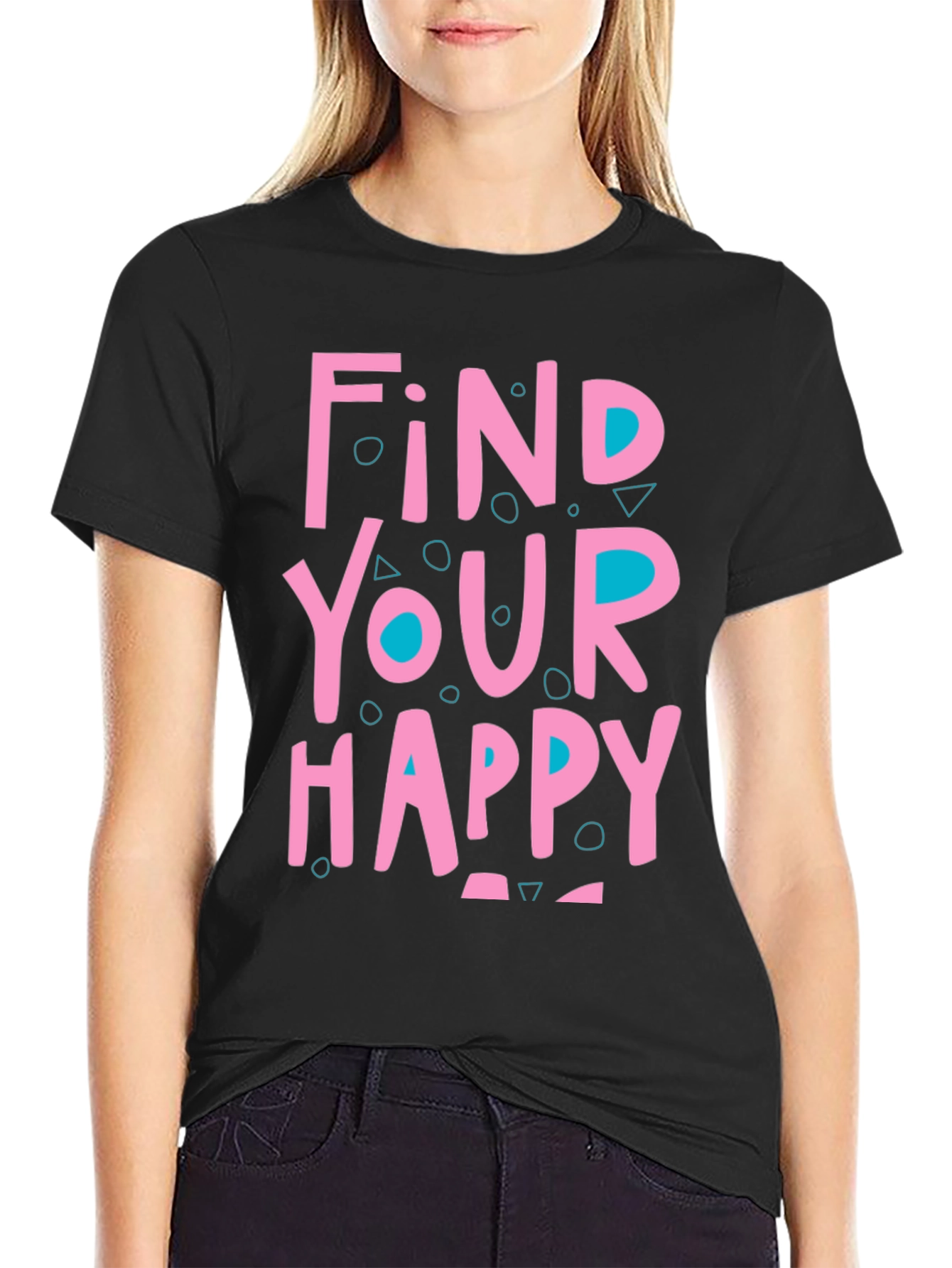Find Your Happy Graphic Tee - Black
