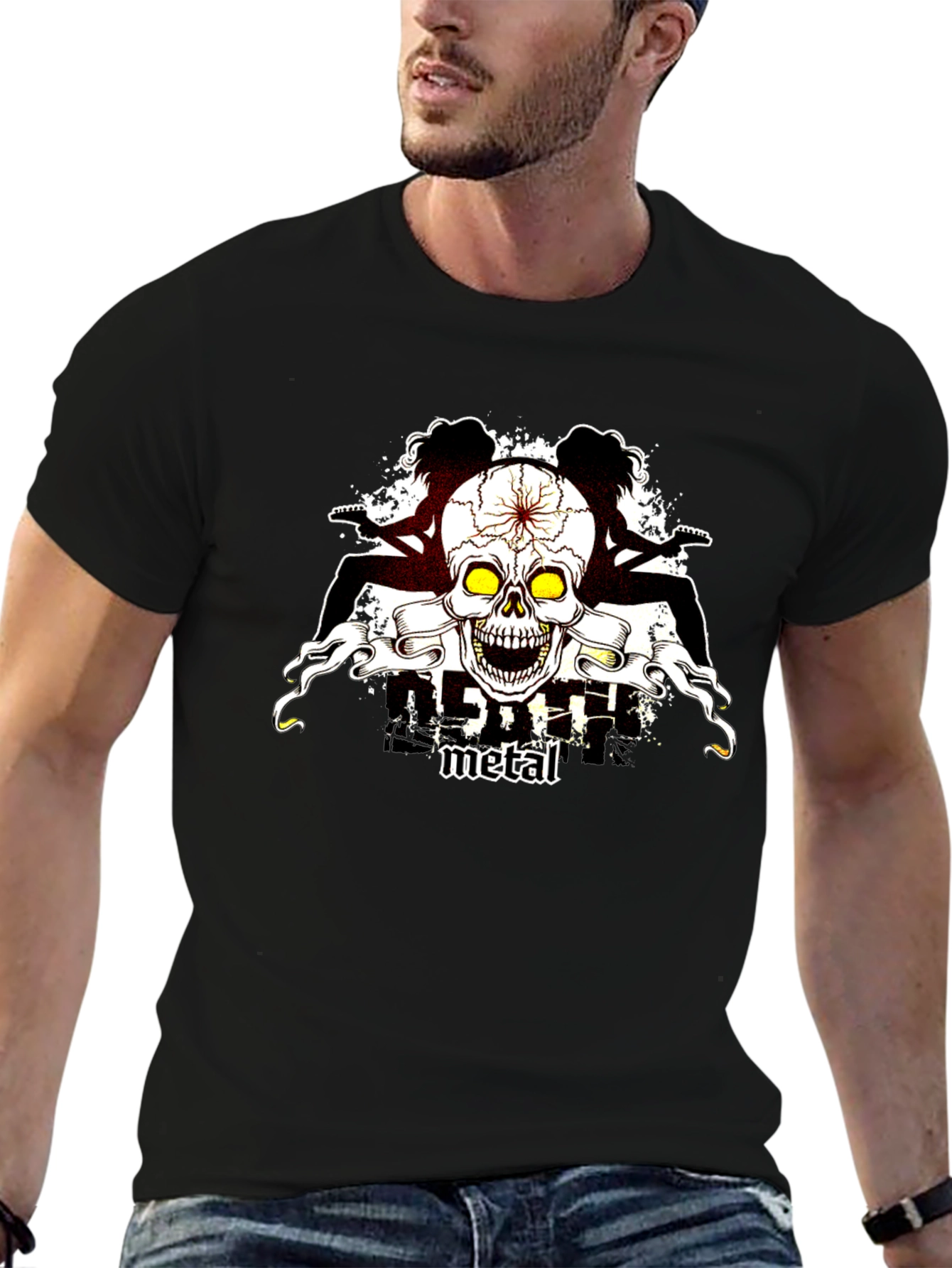 Skull Guitar Metal T-Shirt