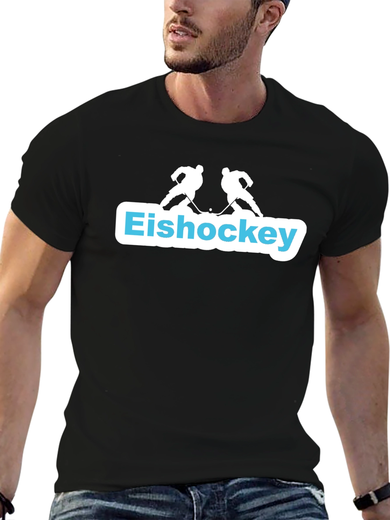 Eishockey T-Shirt - Hockey Player Silhouette Graphic Tee