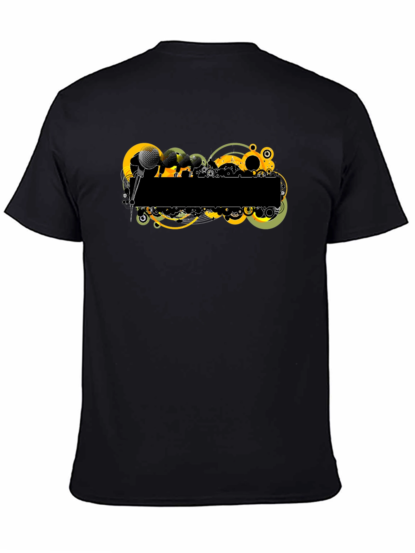 Retro Microphone Graphic Tee - Black T-Shirt