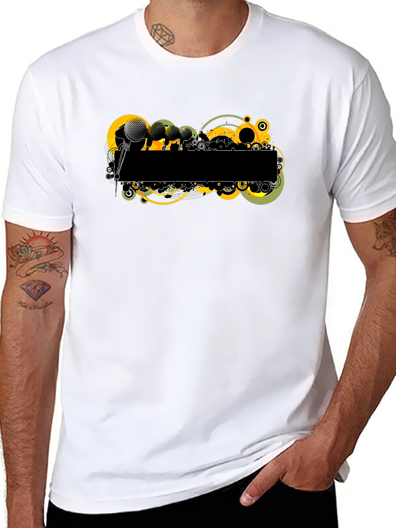 Retro Microphone Graphic Tee - Black T-Shirt