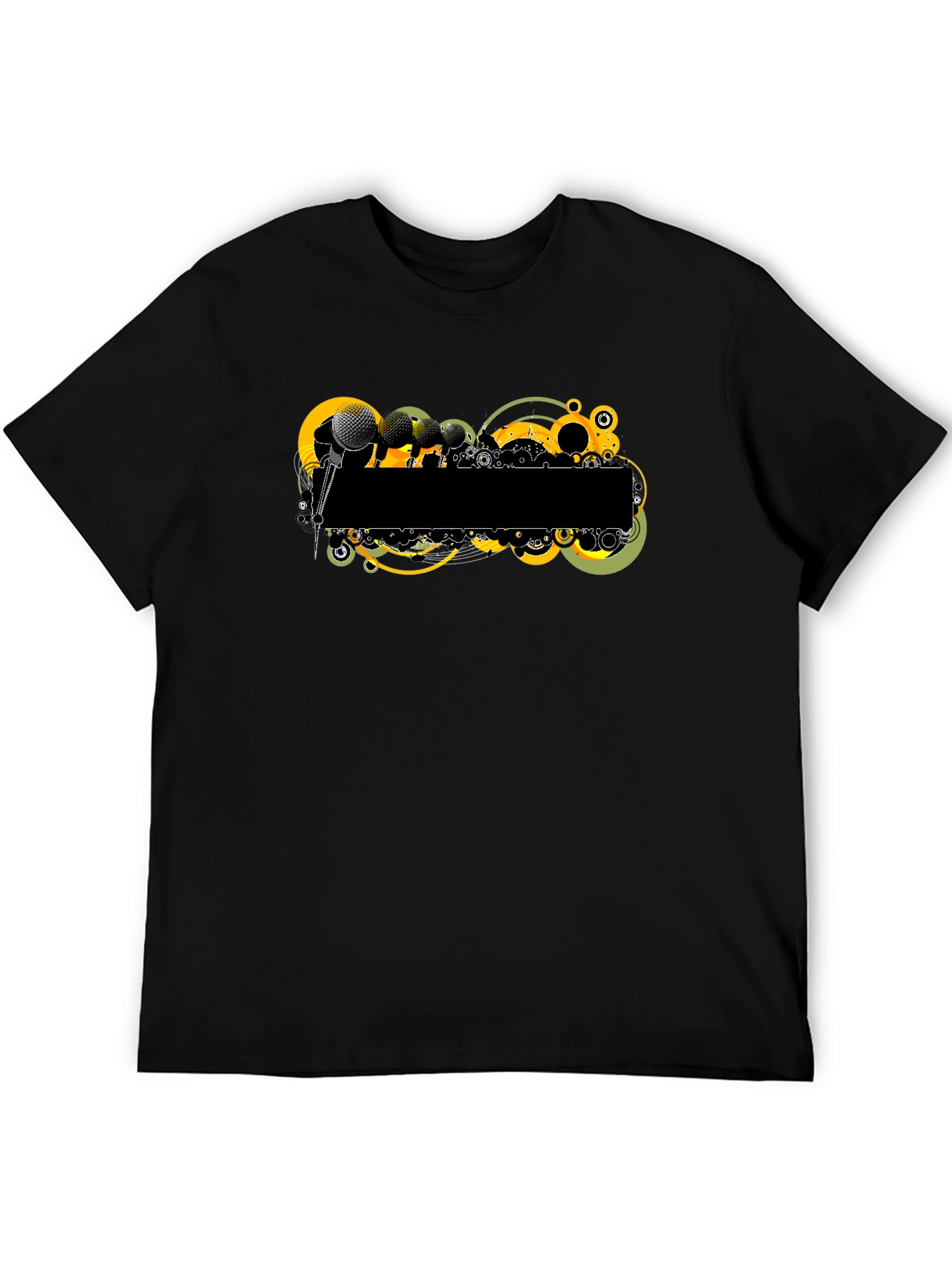 Retro Microphone Graphic Tee - Black T-Shirt