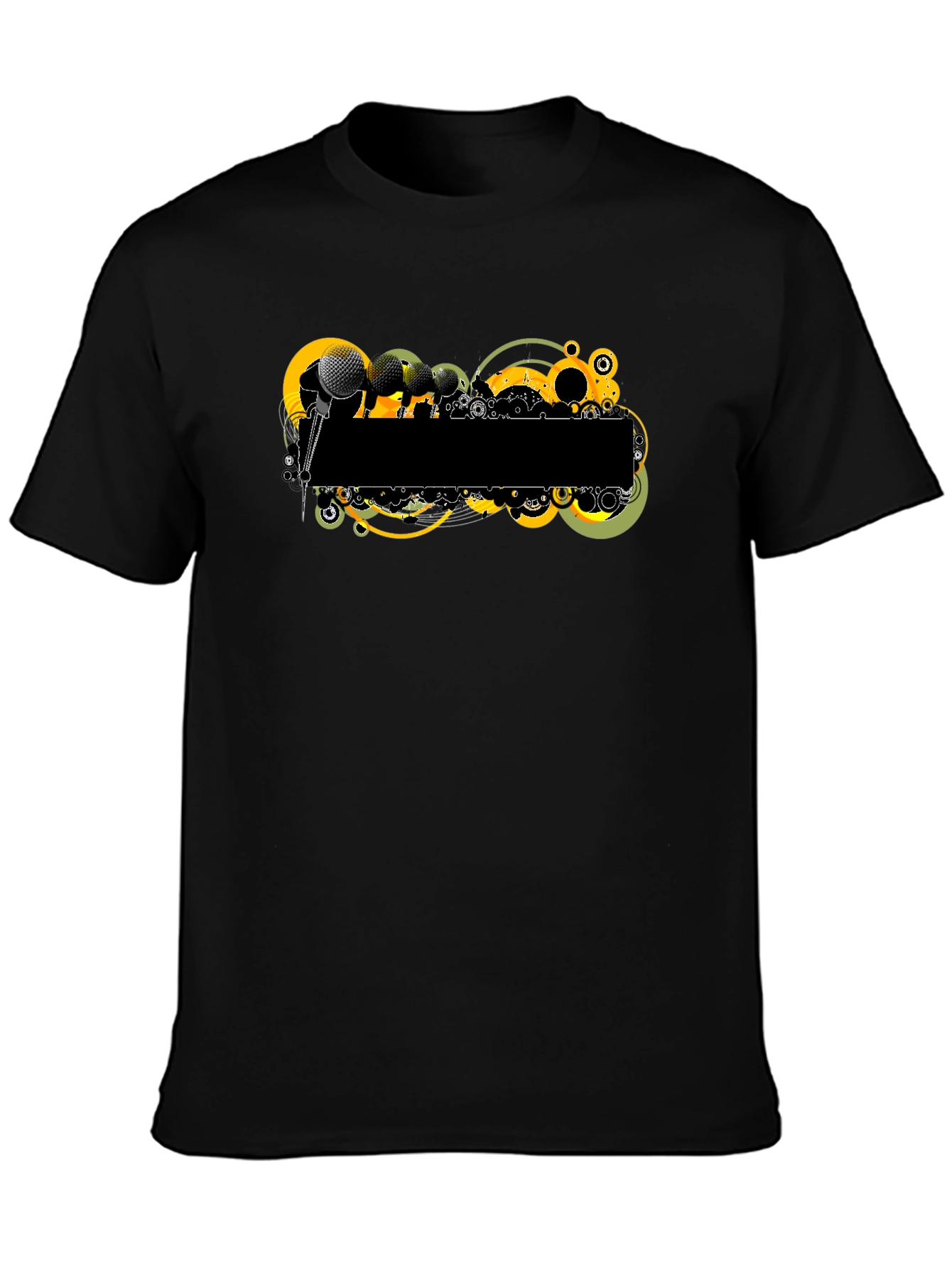 Retro Microphone Graphic Tee - Black T-Shirt