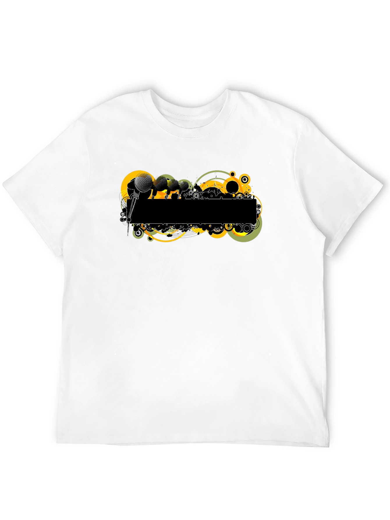 Retro Microphone Graphic Tee - Black T-Shirt