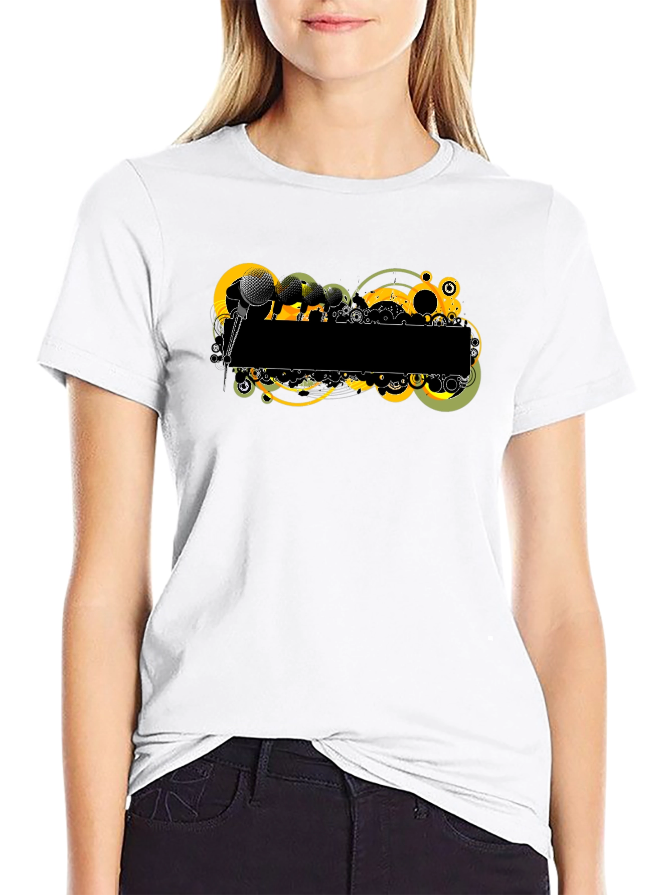 Retro Microphone Graphic Tee - Black T-Shirt