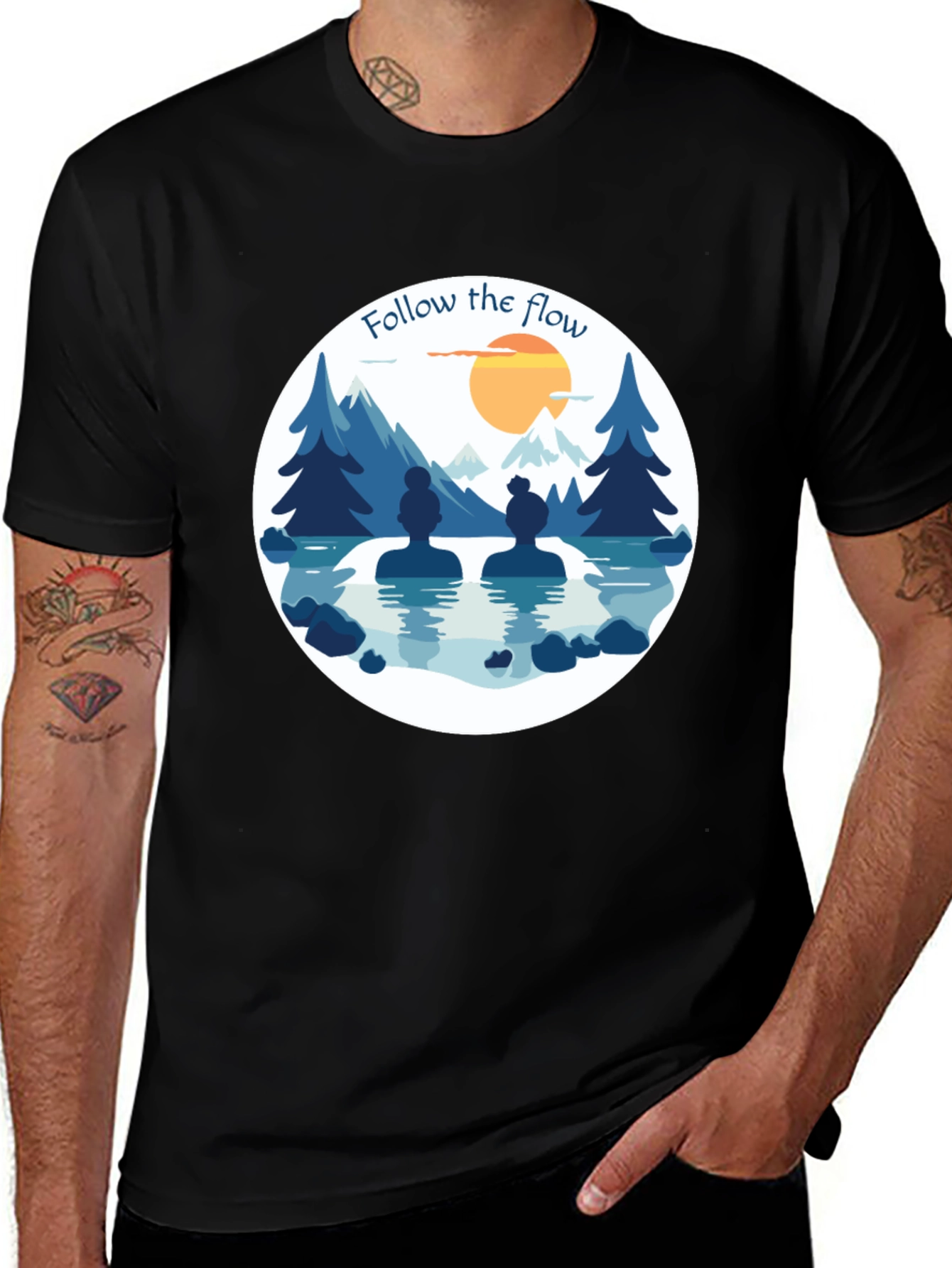 Follow the Flow T-Shirt - Relaxing Spa Design