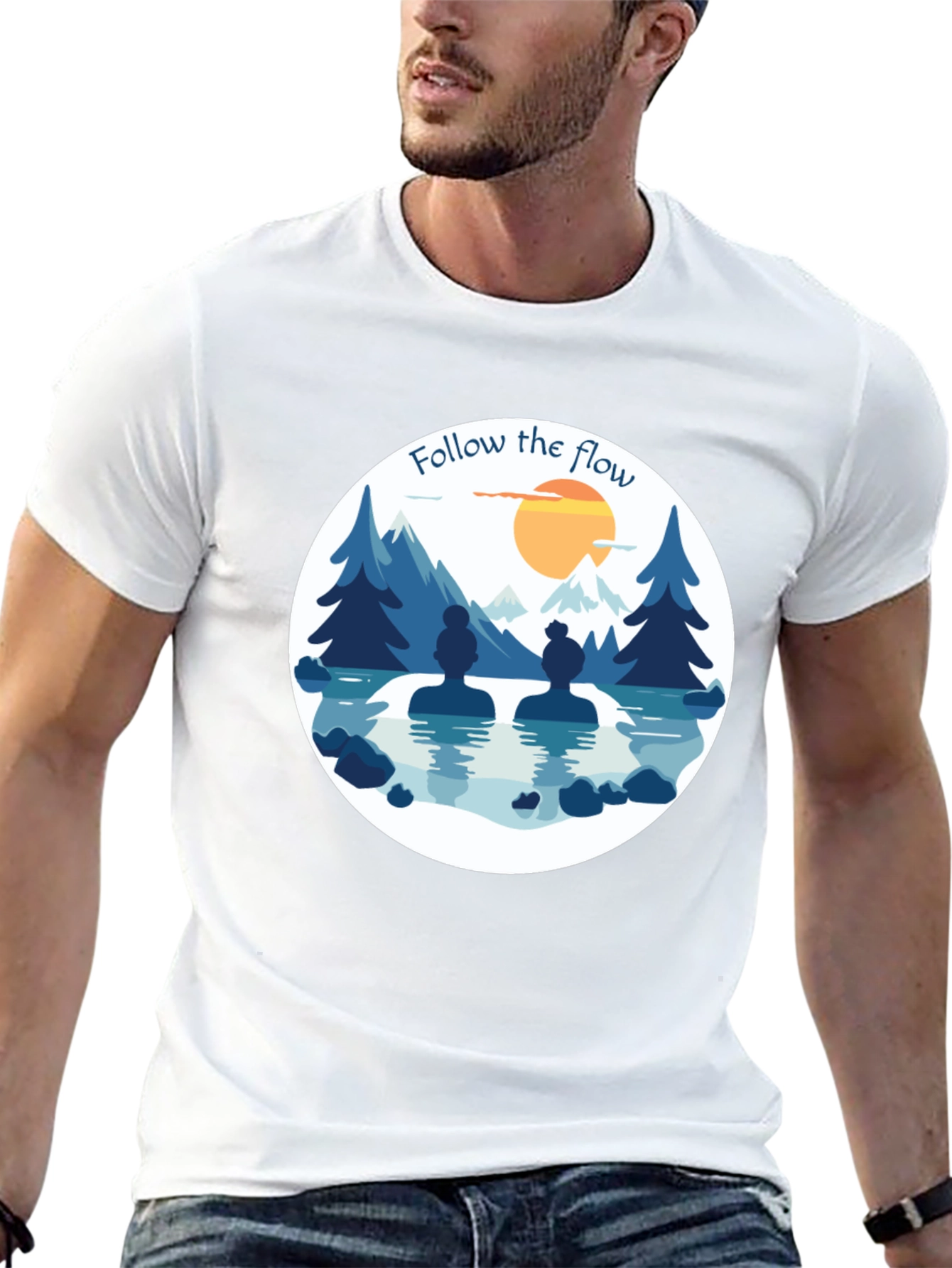 Follow the Flow T-Shirt - Relaxing Spa Design