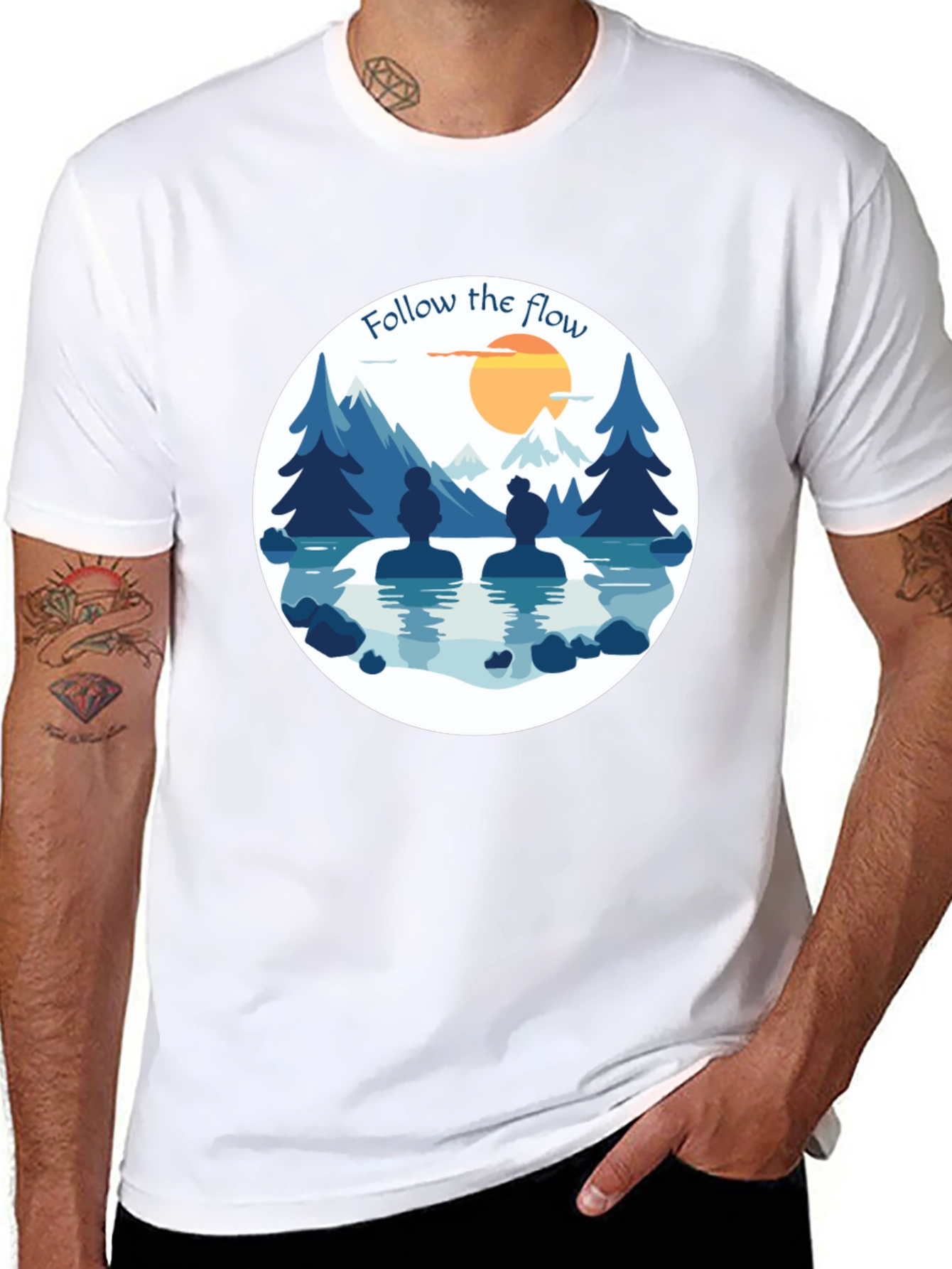Follow the Flow T-Shirt - Relaxing Spa Design