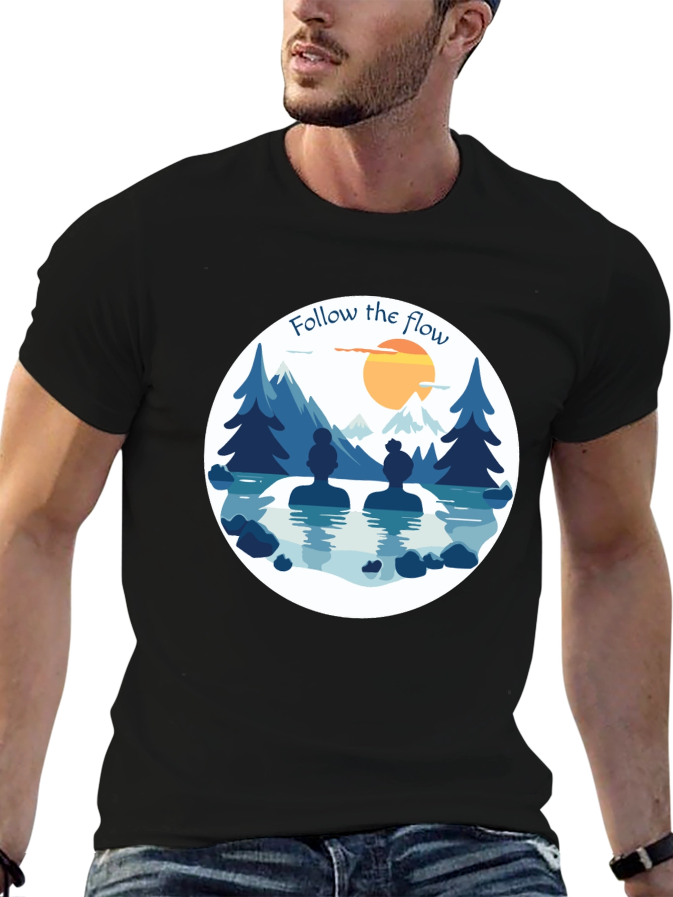 Follow the Flow T-Shirt - Relaxing Spa Design