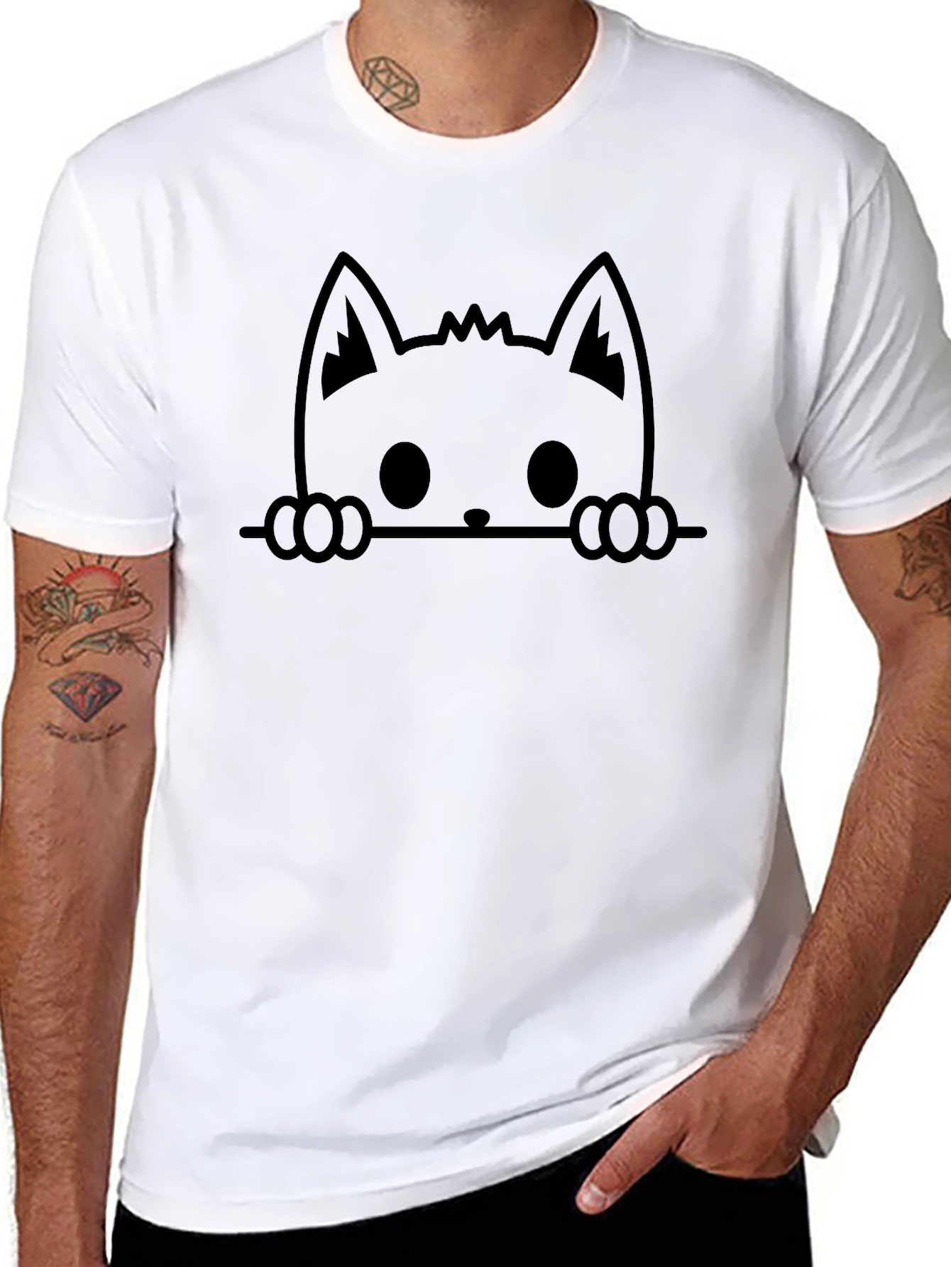 Peek-a-Boo Cat Black T-Shirt
