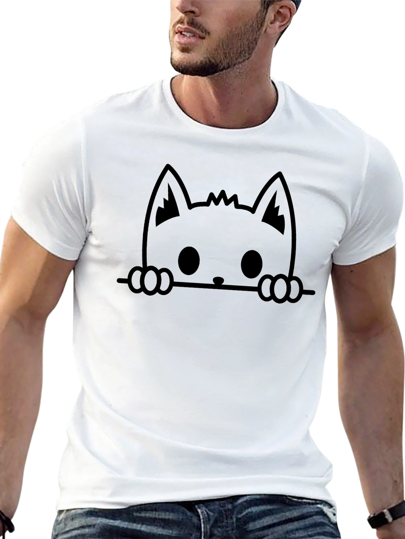 Peek-a-Boo Cat Black T-Shirt