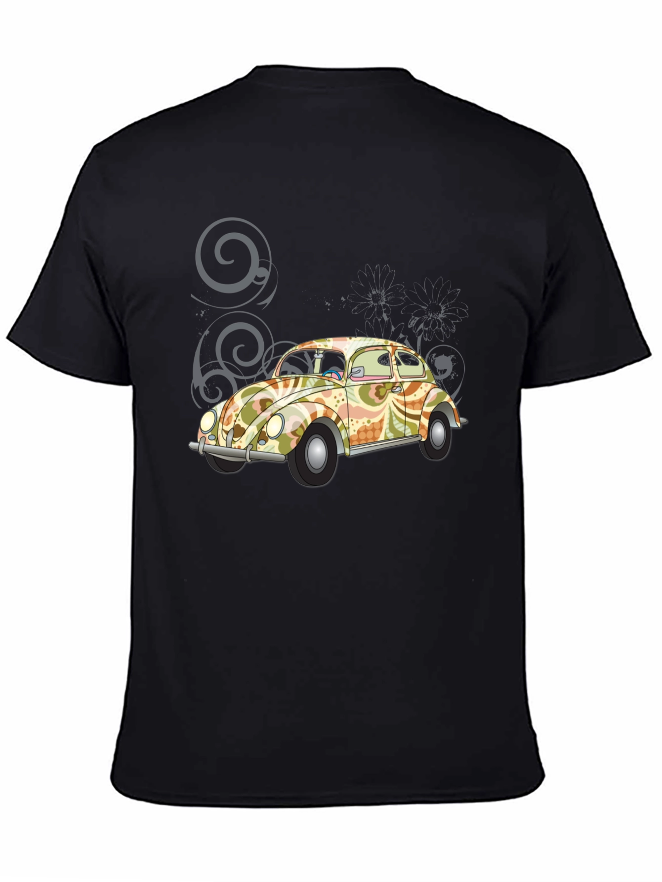 Retro VW Beetle Graphic Tee - Black Cotton T-Shirt