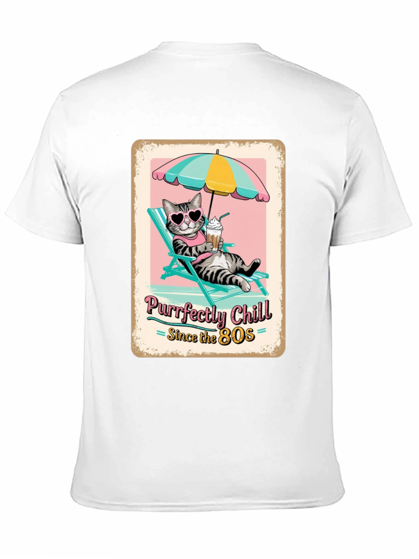 Purrfectly Chill Cat T-Shirt - Retro 80s Style