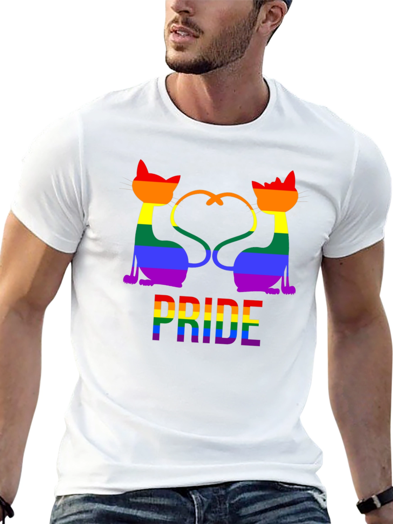Pride Cats Graphic Tee - Rainbow LGBTQ+ Support