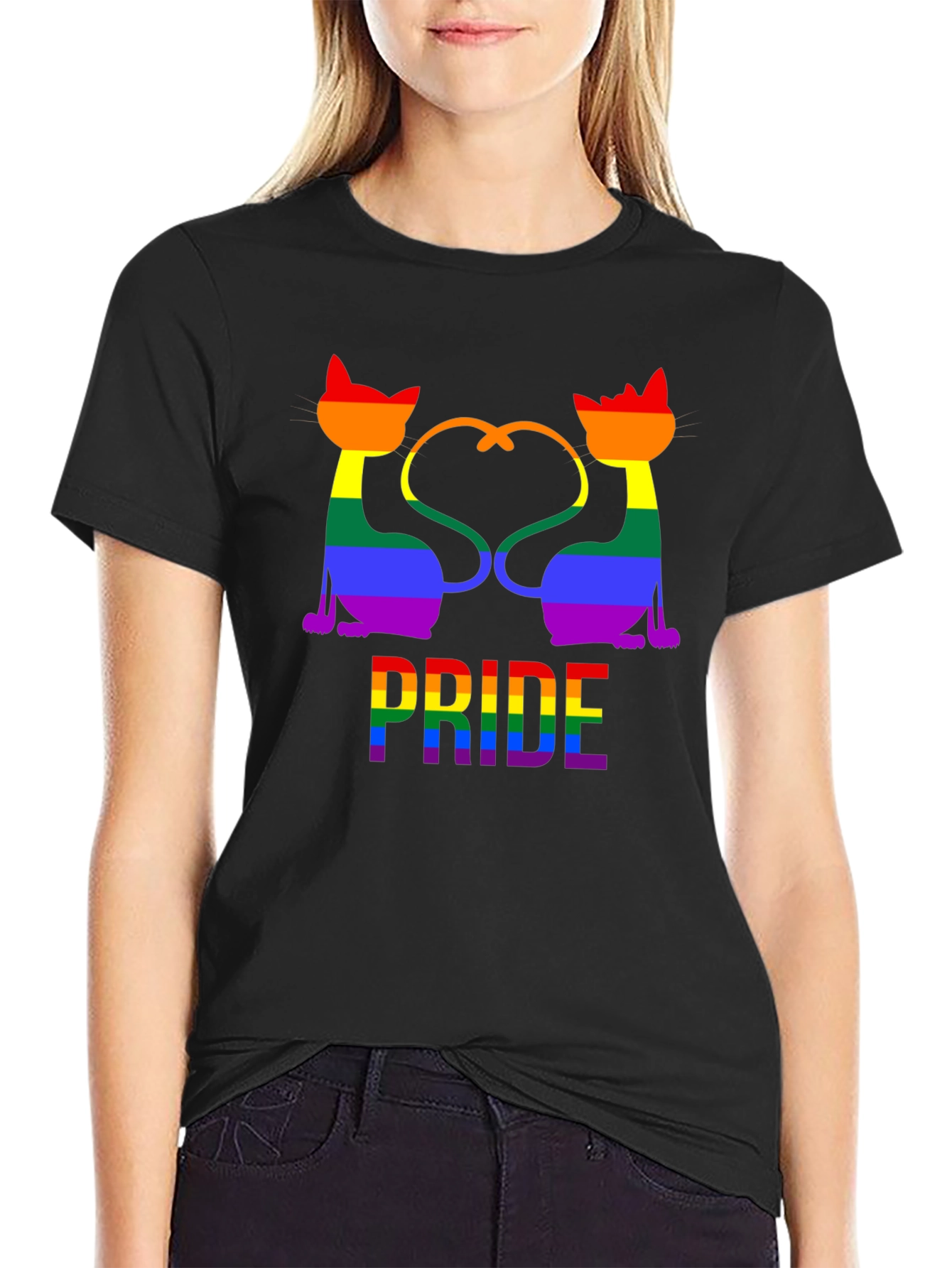 Pride Cats Graphic Tee - Rainbow LGBTQ+ Support