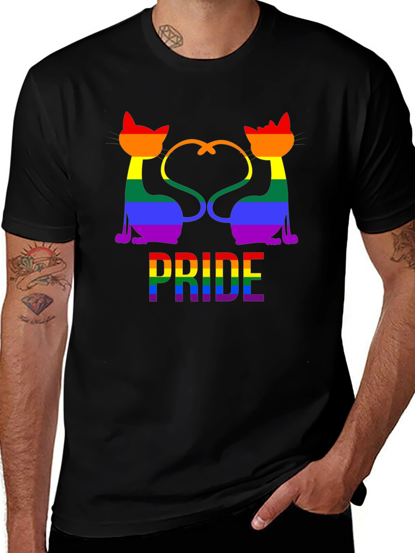 Pride Cats Graphic Tee - Rainbow LGBTQ+ Support