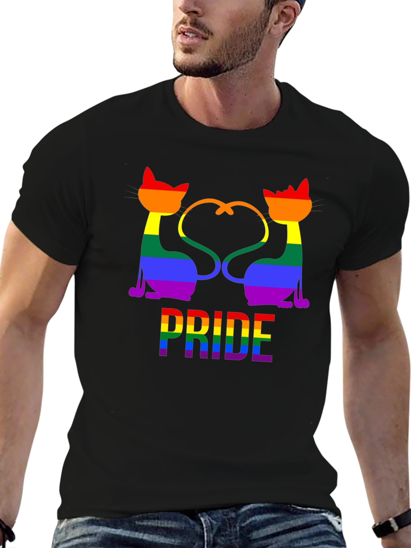Pride Cats Graphic Tee - Rainbow LGBTQ+ Support