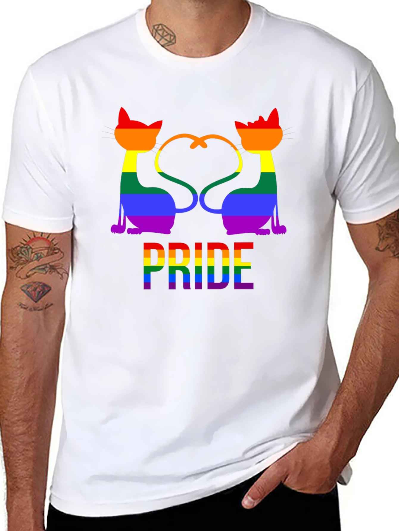 Pride Cats Graphic Tee - Rainbow LGBTQ+ Support