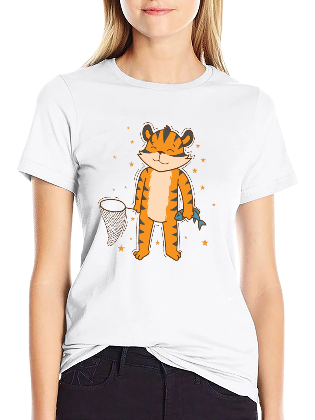 Cartoon Tiger Fishing T-Shirt