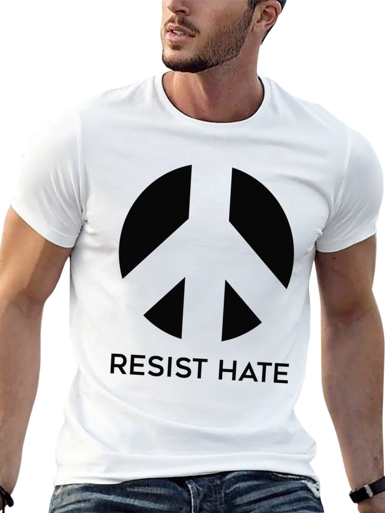 Resist Hate Peace Sign Graphic T-Shirt