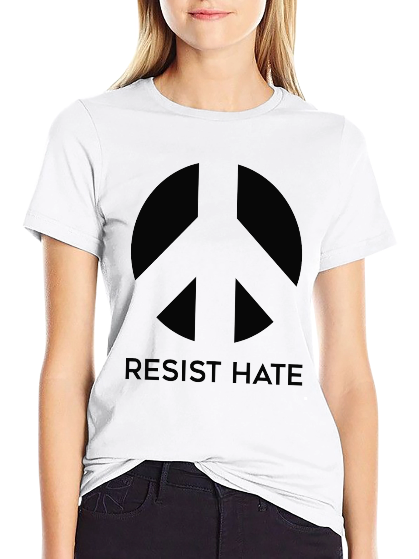 Resist Hate Peace Sign Graphic T-Shirt