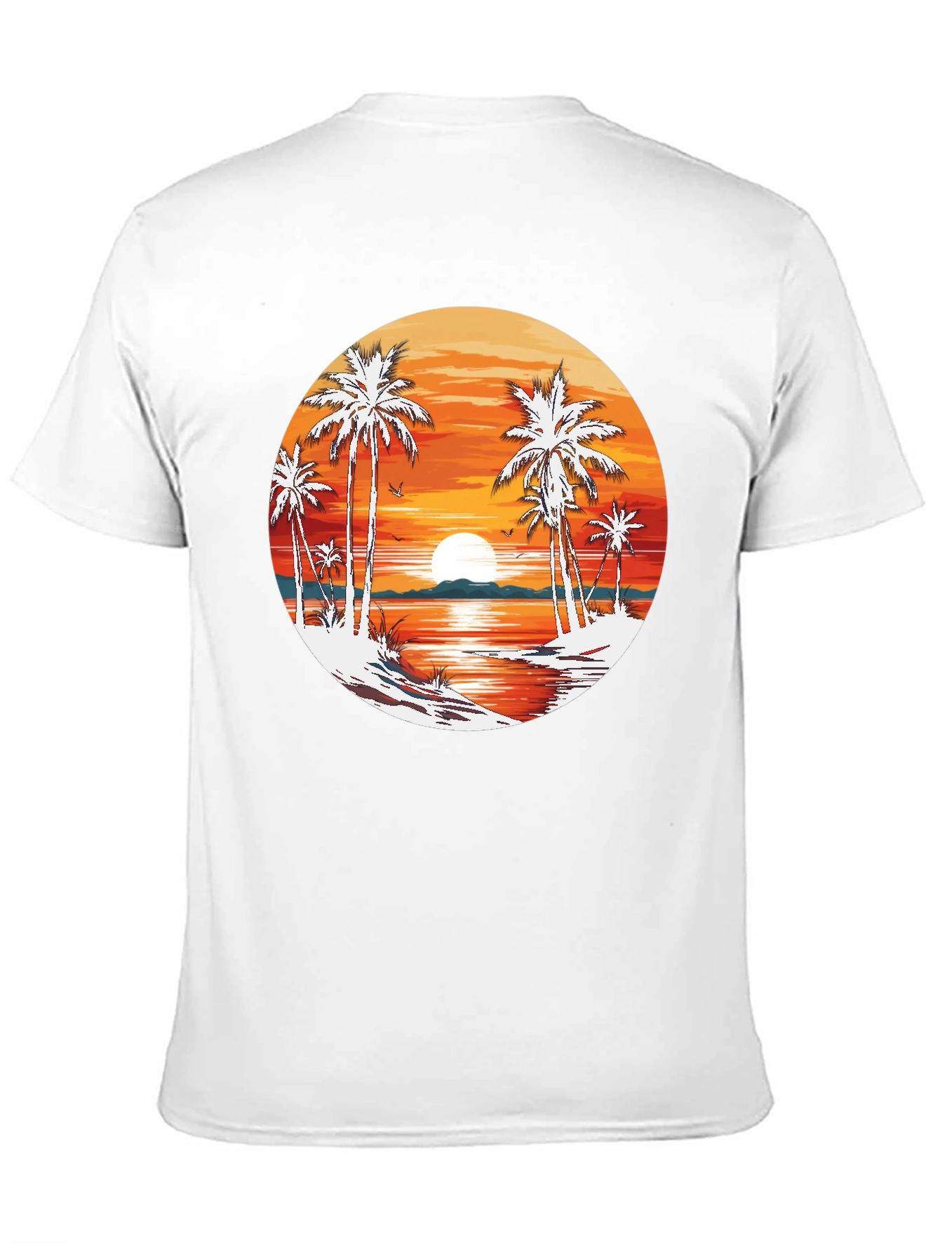 Tropical Sunset Palm Tree Graphic T-Shirt