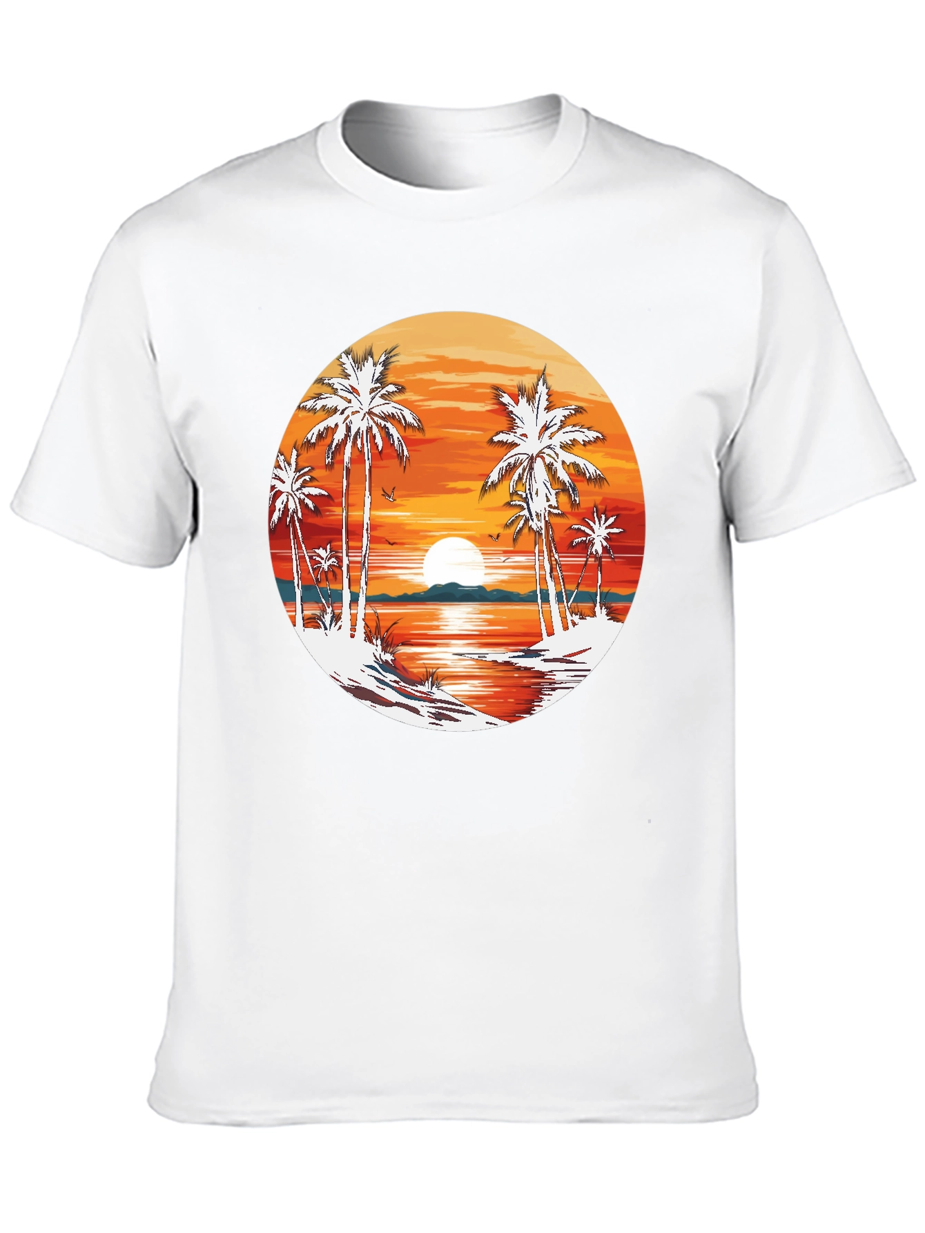 Tropical Sunset Palm Tree Graphic T-Shirt