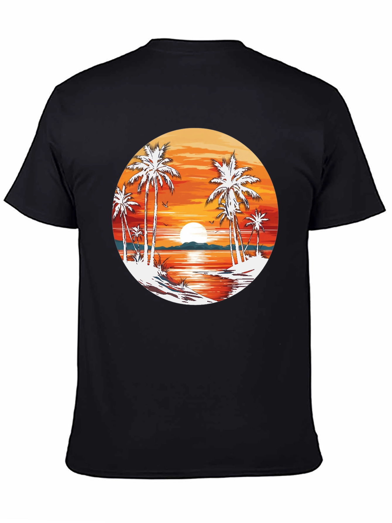 Tropical Sunset Palm Tree Graphic T-Shirt