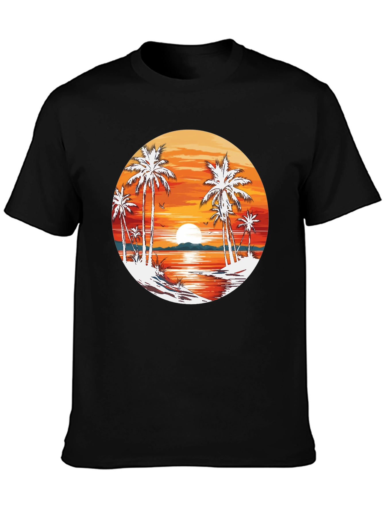 Tropical Sunset Palm Tree Graphic T-Shirt