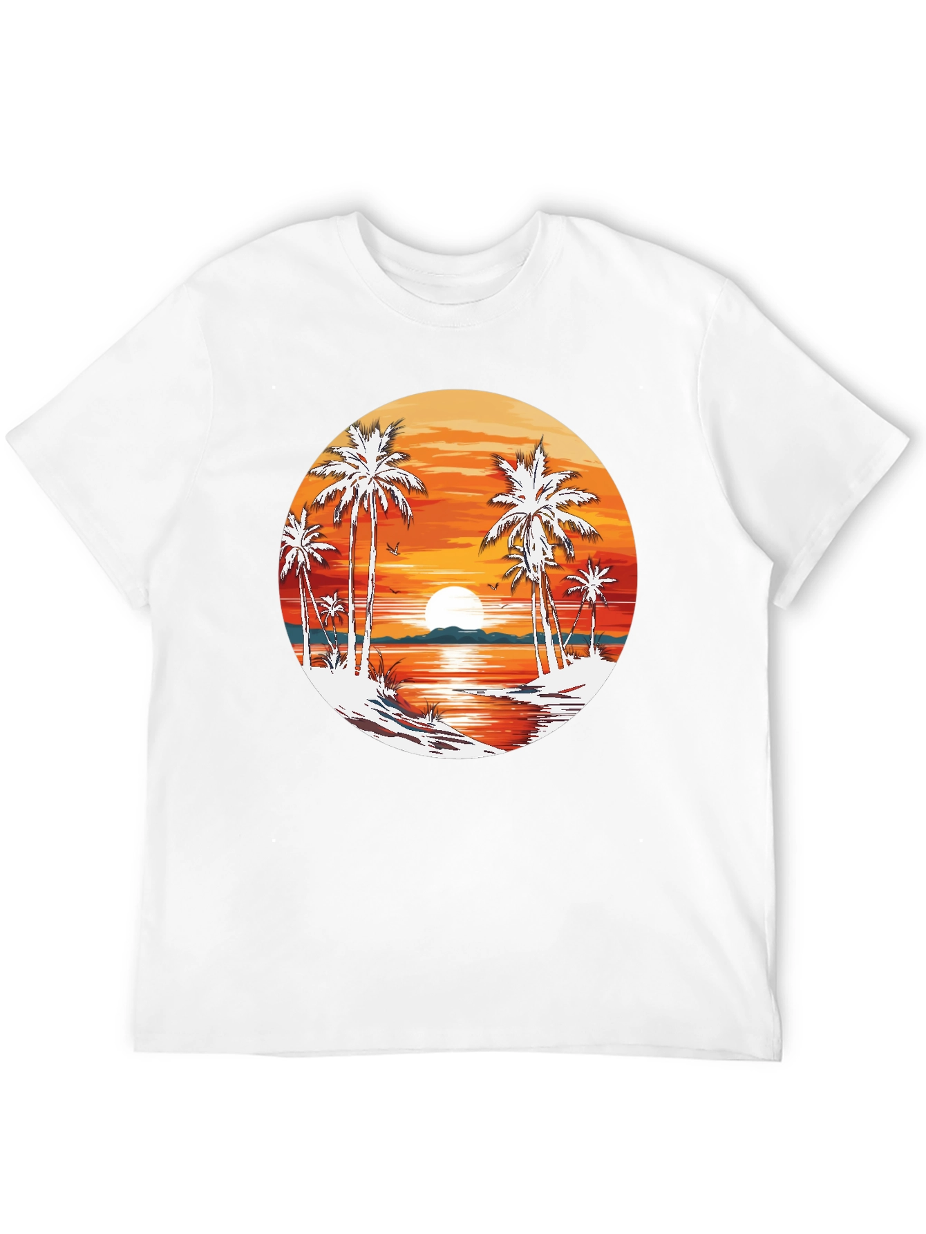 Tropical Sunset Palm Tree Graphic T-Shirt