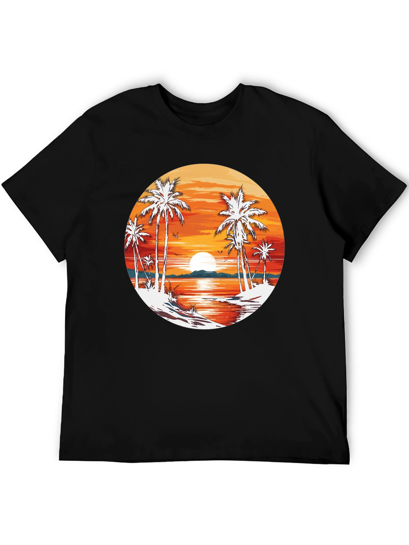 Tropical Sunset Palm Tree Graphic T-Shirt
