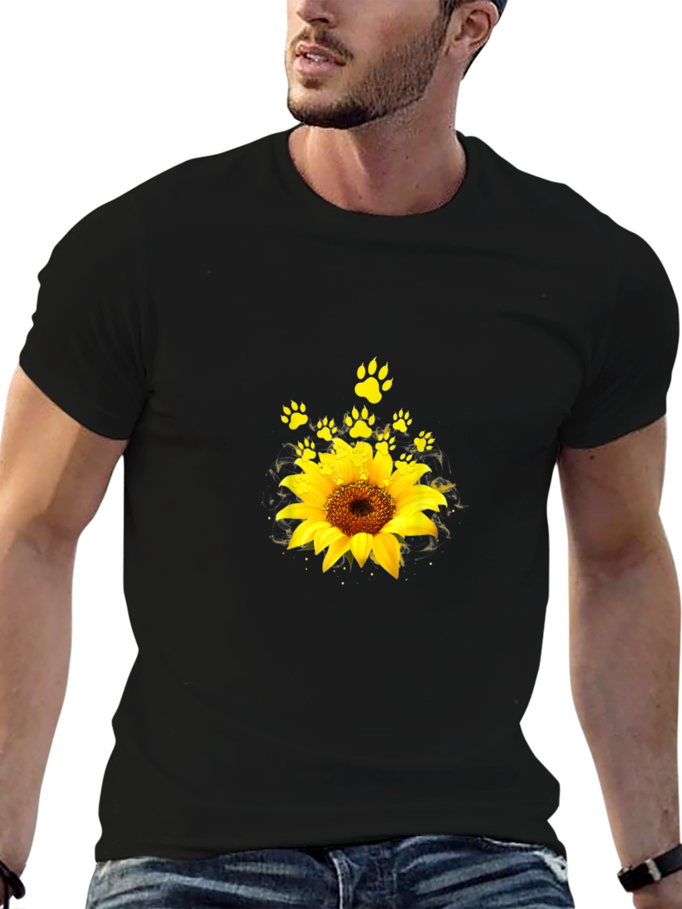 Sunflower Paw Print Graphic T-Shirt