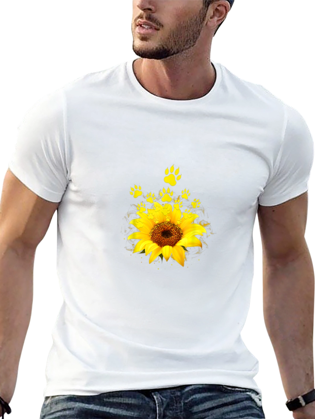Sunflower Paw Print Graphic T-Shirt