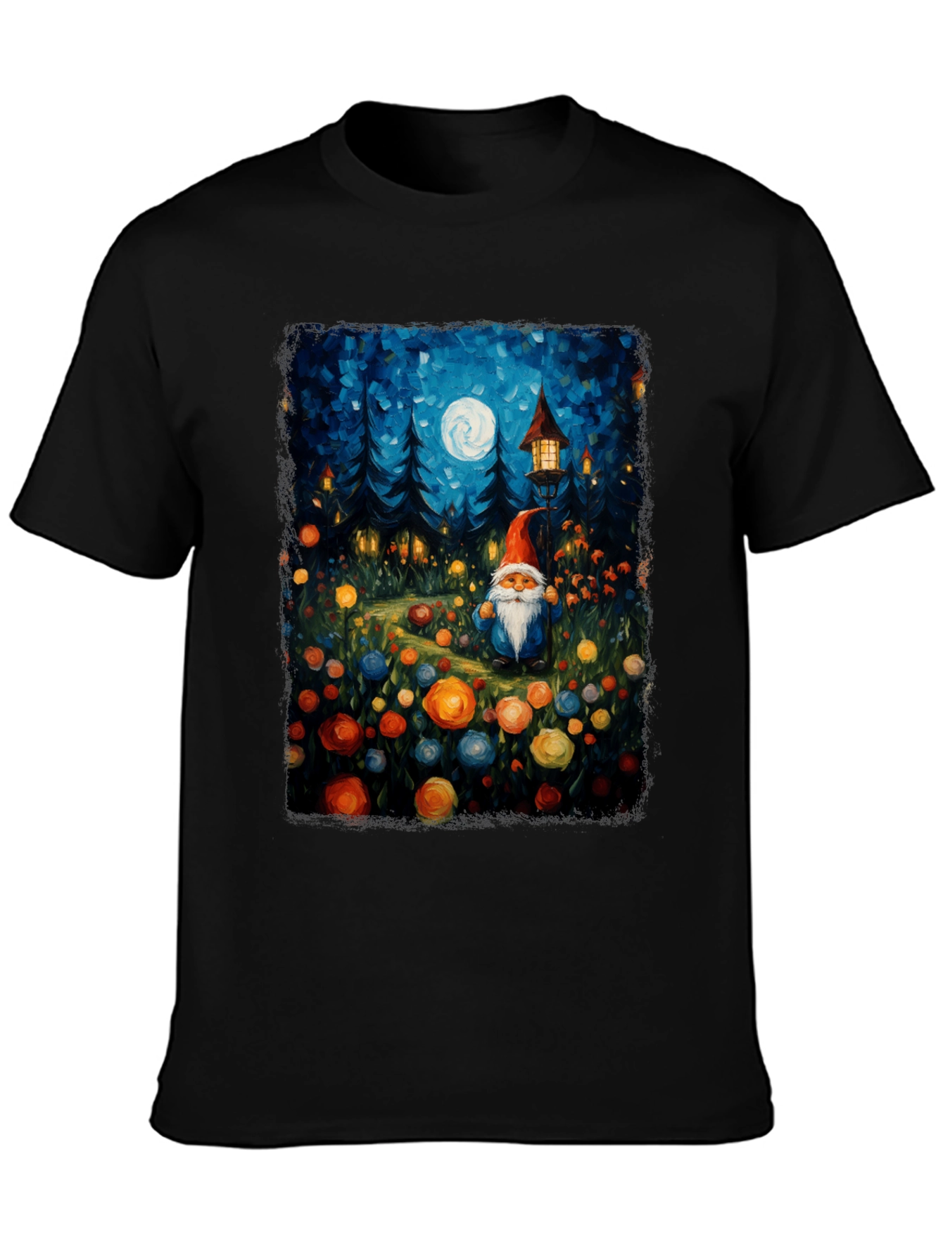 Whimsical Gnome T-Shirt - Forest Moonlit Design