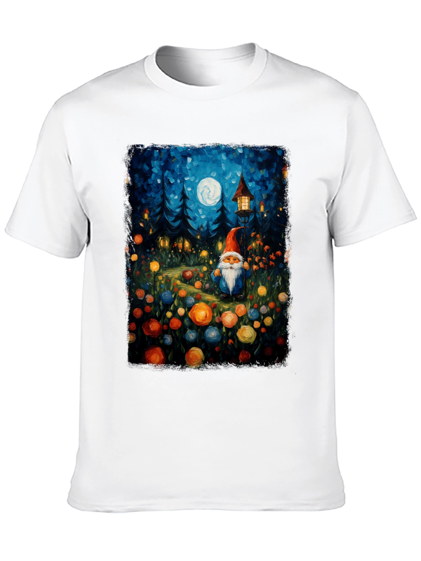 Whimsical Gnome T-Shirt - Forest Moonlit Design