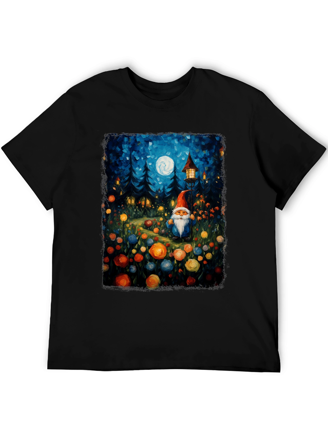 Whimsical Gnome T-Shirt - Forest Moonlit Design