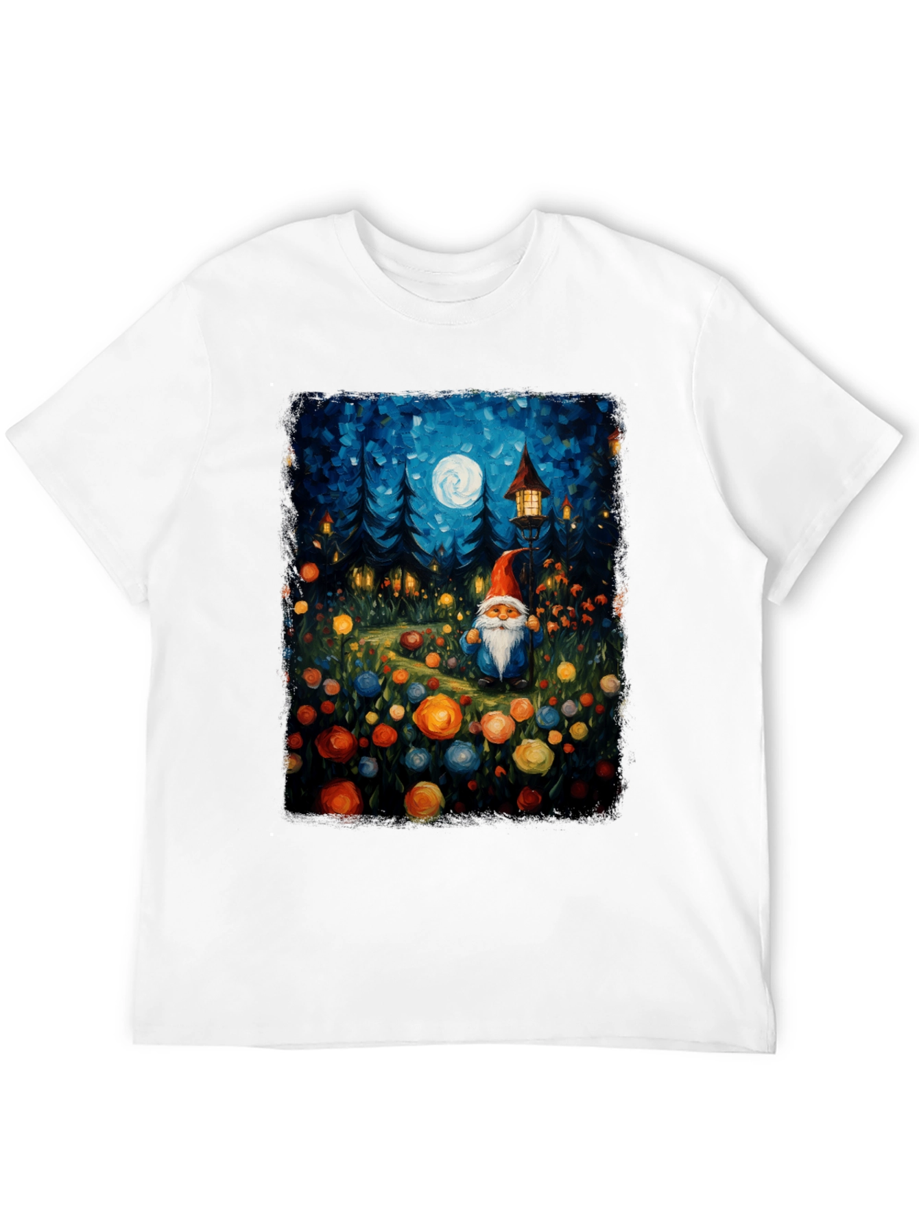 Whimsical Gnome T-Shirt - Forest Moonlit Design