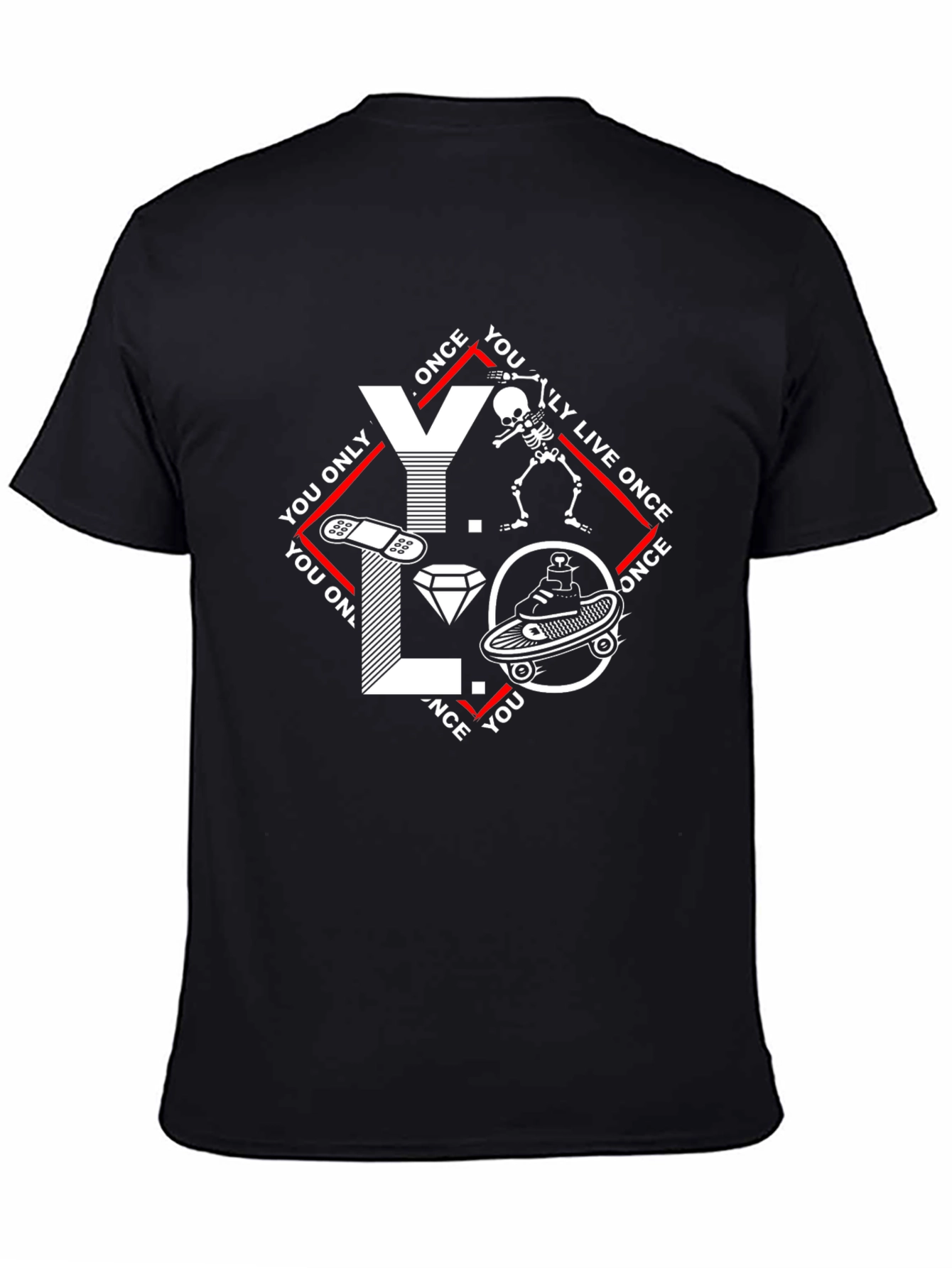 YOLO Black Graphic Tee - Live Once Design