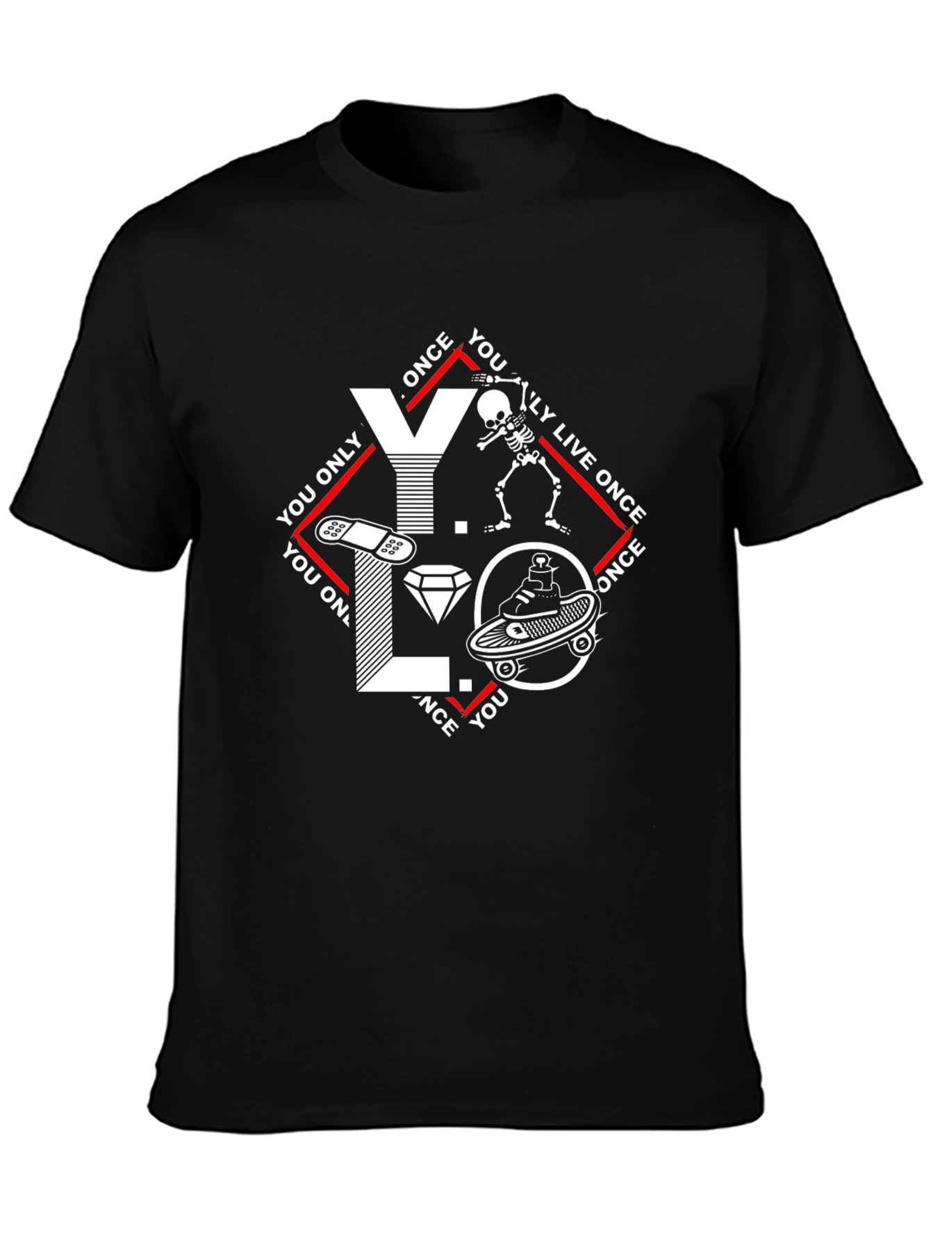 YOLO Black Graphic Tee - Live Once Design