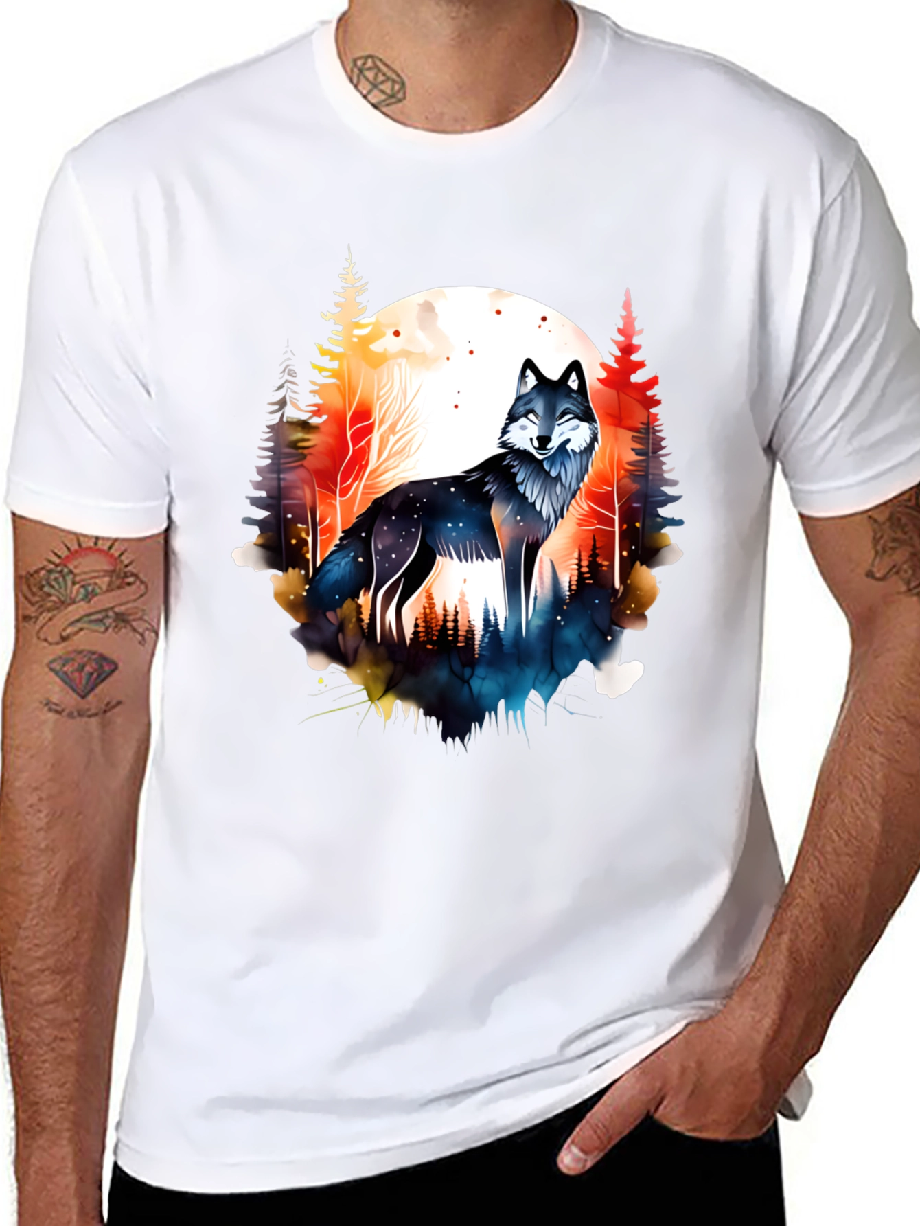 Wolf Forest Graphic Tee - Nature Inspired Design
