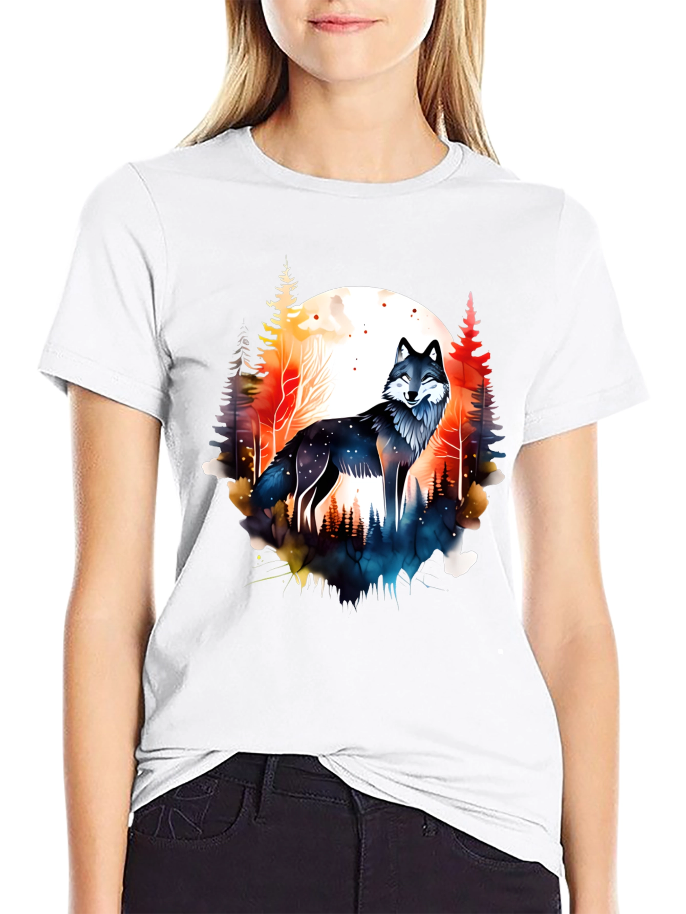 Wolf Forest Graphic Tee - Nature Inspired Design
