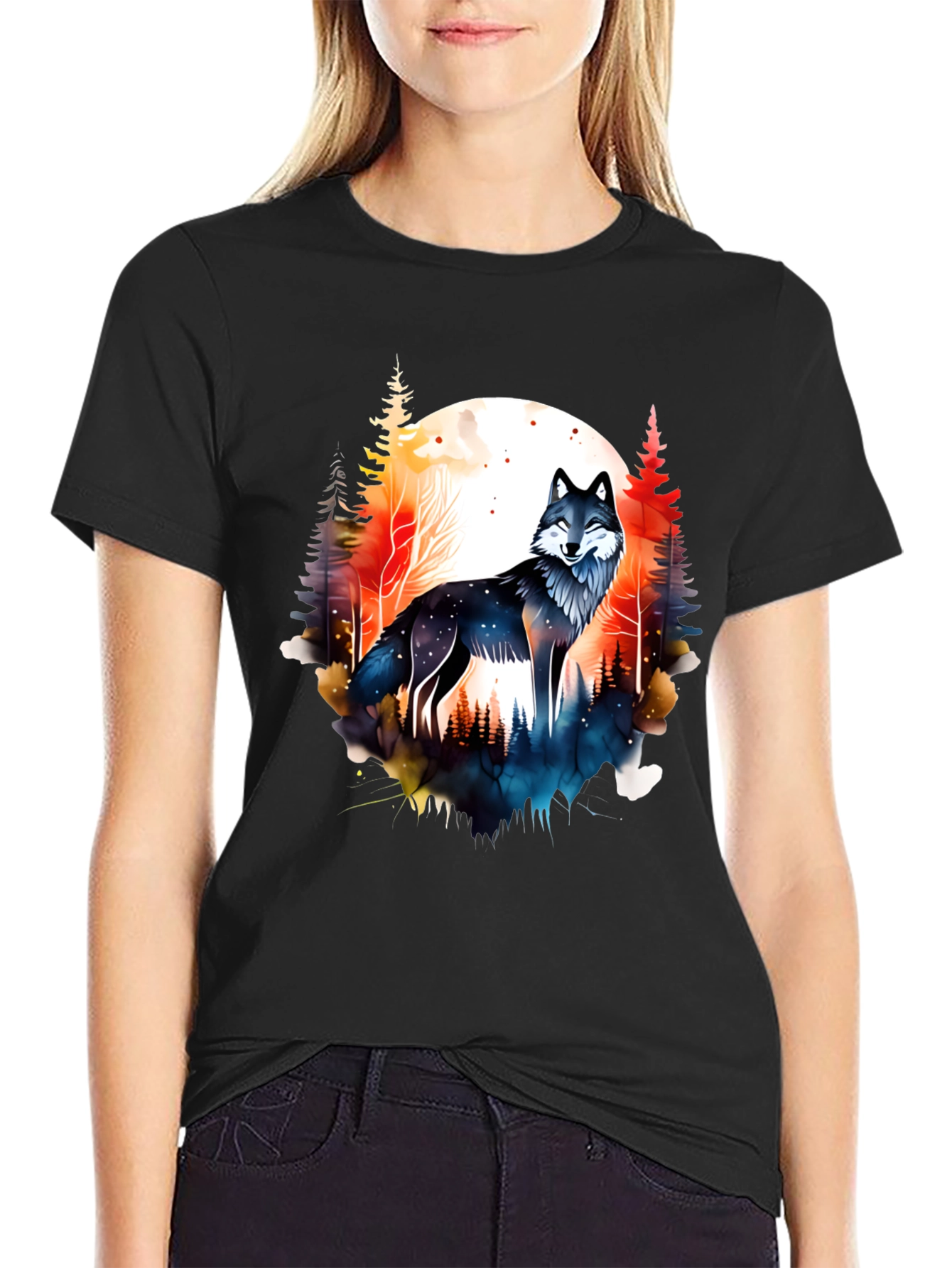 Wolf Forest Graphic Tee - Nature Inspired Design