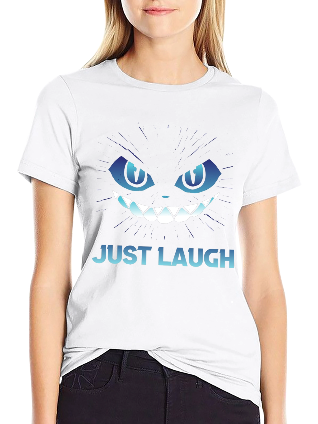 Just Laugh Cat Graphic Tee - Mens Black T-Shirt