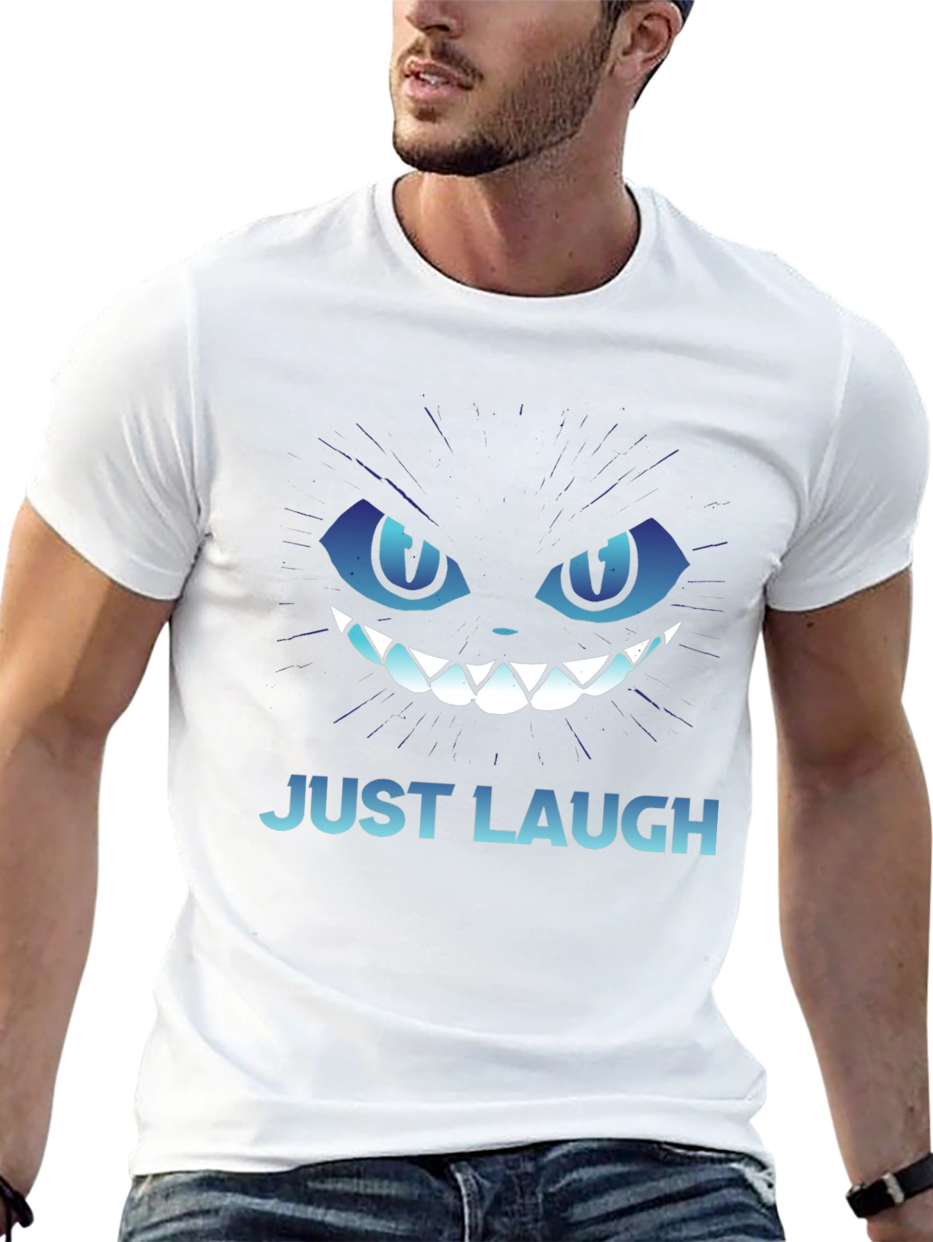 Just Laugh Cat Graphic Tee - Mens Black T-Shirt