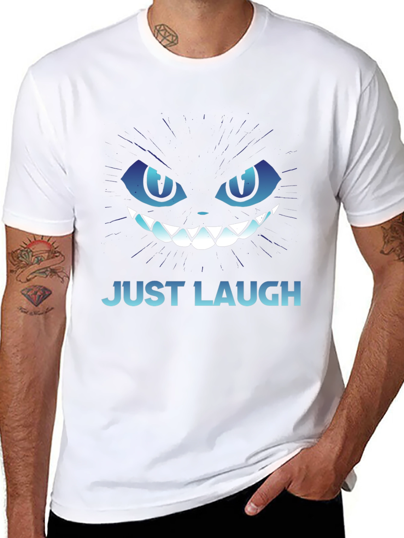Just Laugh Cat Graphic Tee - Mens Black T-Shirt
