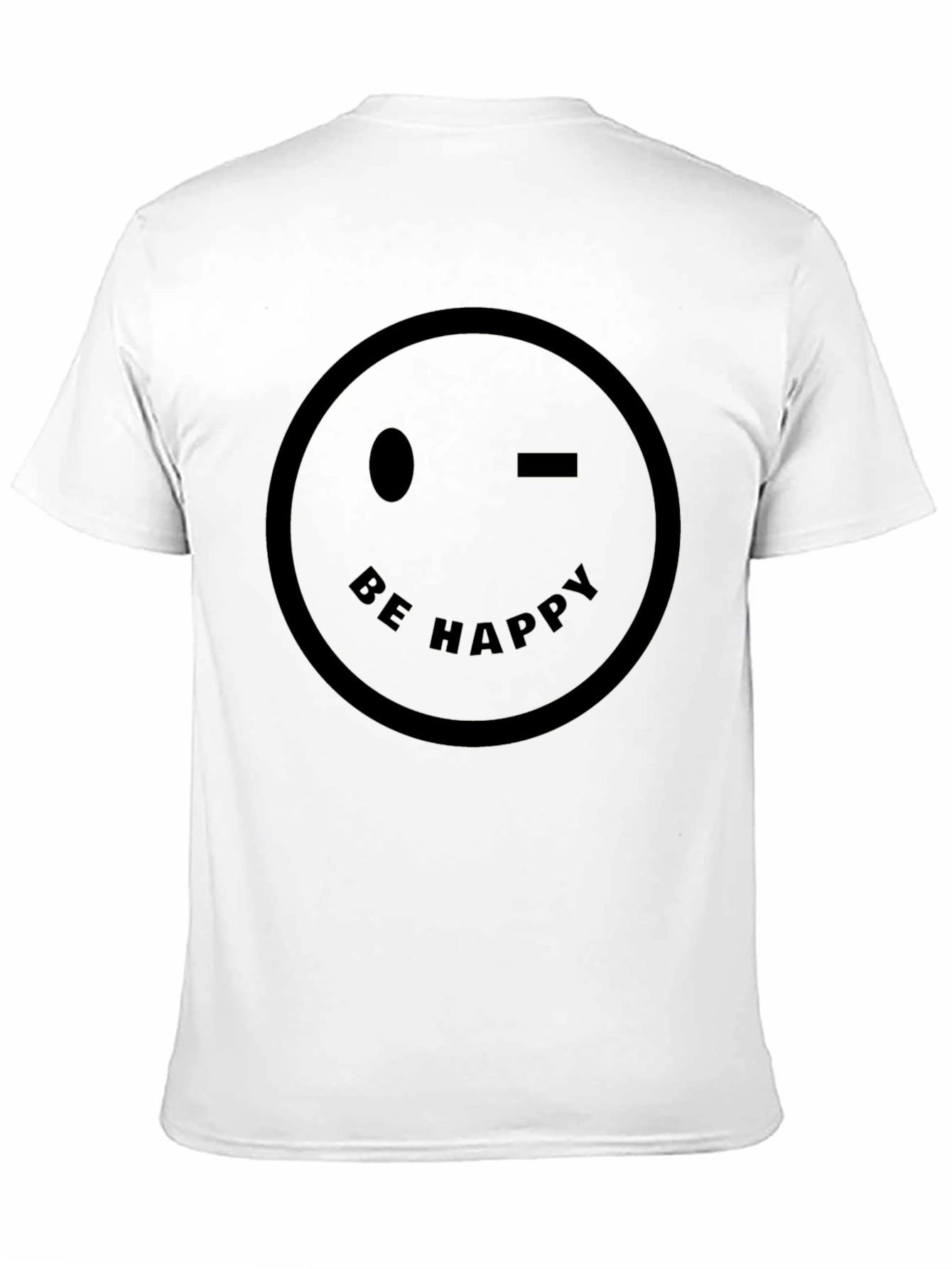 Be Happy Wink Smiley Face Black T-Shirt
