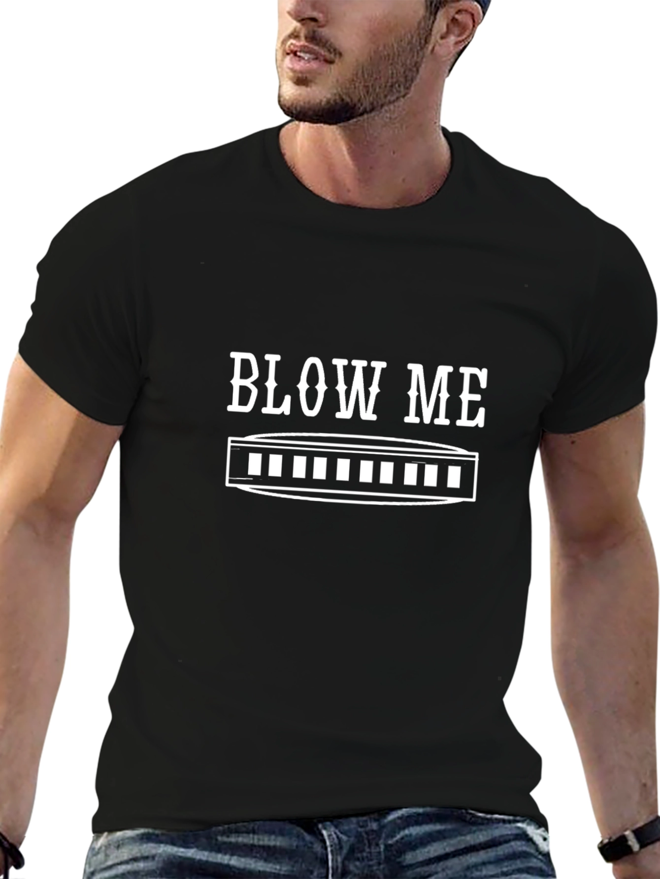 Humorous Blow Me Harmonica T-Shirt