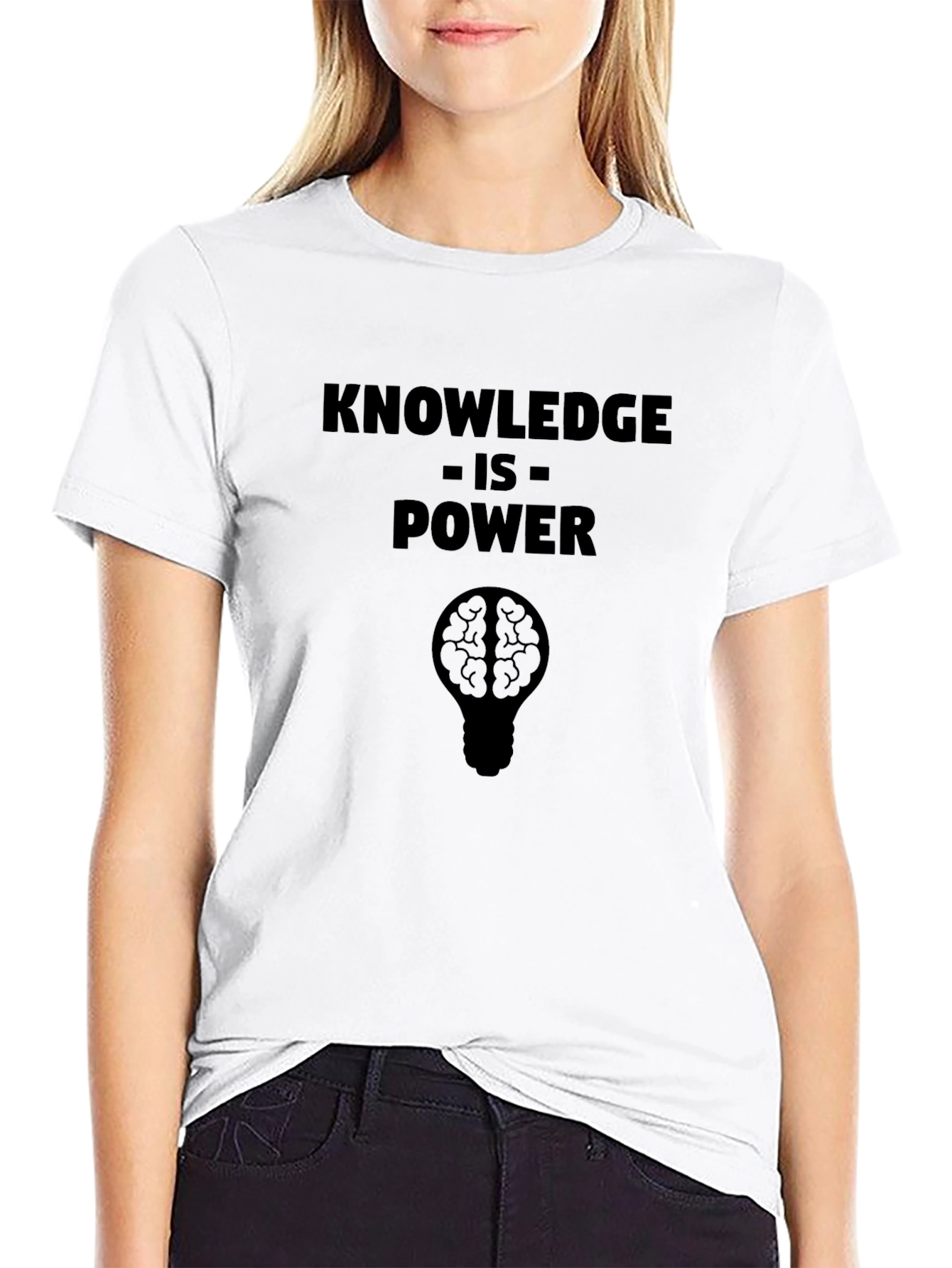 Knowledge is Power Brain Lightbulb Black T-Shirt