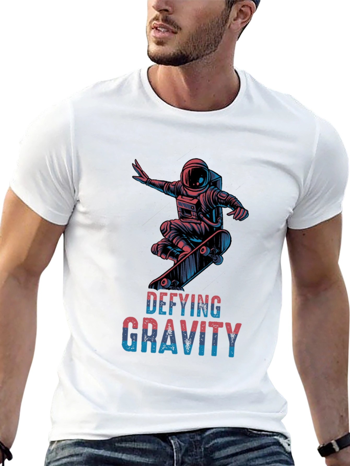 Defying Gravity Skateboard Astronaut Black T-Shirt