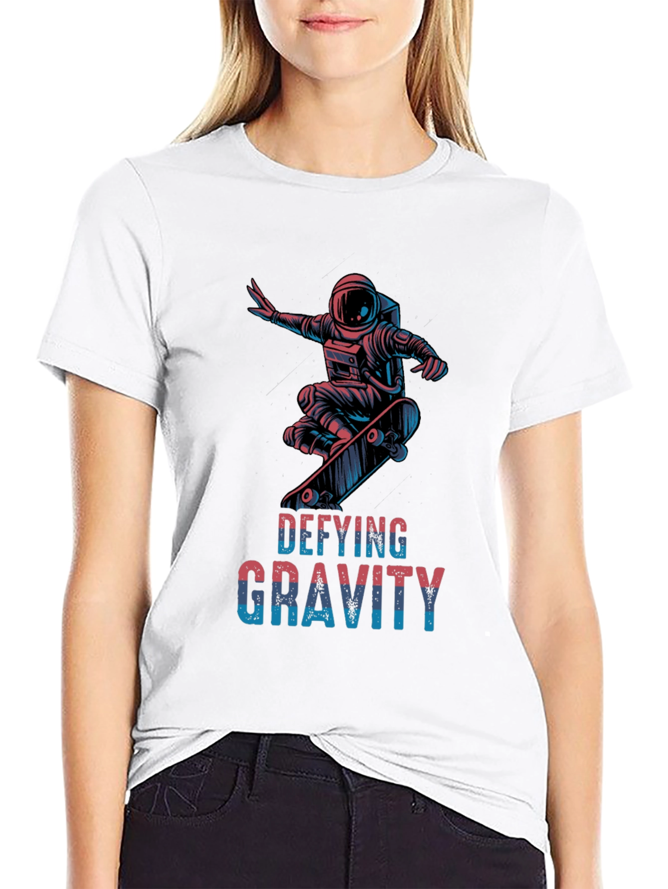 Defying Gravity Skateboard Astronaut Black T-Shirt